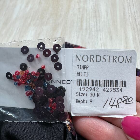 French Connection Inari Embellished Sequin Long Sleeve Deep V-Neck Mini Dress 10 - Picture 14 of 16